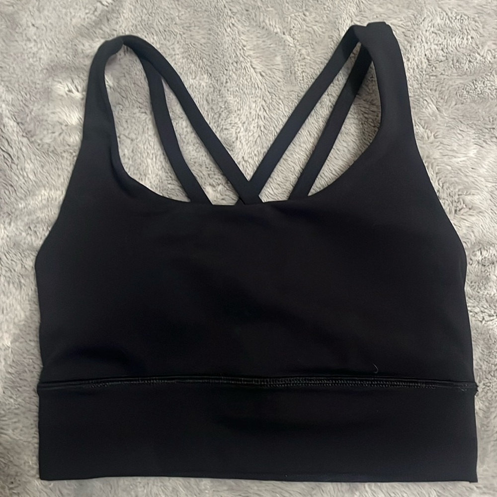 Lululemon energy longline bra, size 4, black